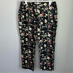 Reitmans Black Floral Stretchy Capris Womens Size 5